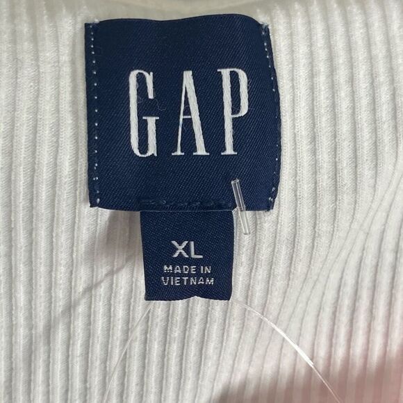 Gap XL Off White Long Sleeve Rib Knit Tee Cold Shoulder NWT Basic Layering - Picture 10 of 10